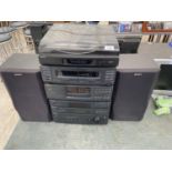 A SONY HI FI WITH TURNTABLE, TWIN TAPE DECK, CD PLAYER AND SPEAKERS ETC - WORKING ORDER