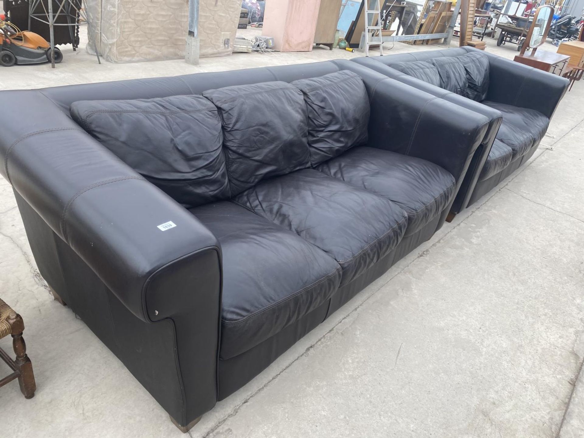 TWO LEATHER SOFAS