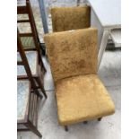 TWO GOLD UPHOLSTERED BEDROOM CHAIRS
