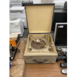 A CASED VINTAGE RECORD PLAYER