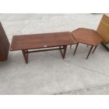 TWO TEAK ITEMS - A COFFEE TABLE AND A HEXAGONAL SIDE TABLE