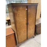 A WALNUT WARDROBE WITH TWO DOORS