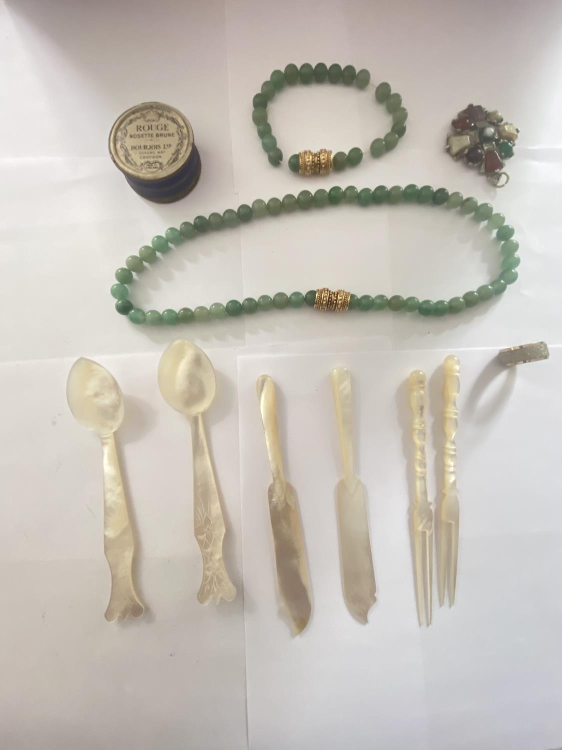 VARIOUS COSTUME JEWELLERY AND MOTHER OF PEARL ITEMS