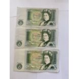 THREE £1 NOTES - CASHIER SOMERSET