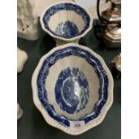 A PAIR OF ADAMS (MEMBER OF THE WEDGWOOD GROUP) ENGLISH SCENIC LARGE BOWLS DEPICTING HORSES IN A