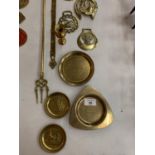 A COLLECTION OF BRASS ITEMS TO INCLUDE BRASSES, TOASTING FORK ETC
