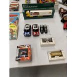 A BOXED MORRISONS WAGON, TWO RADIO CONTROLLED MINIS, TWO BOXED EFE WAGONS AND AN rc LOOPING CAR