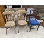 FOUR PINE AND TWO MAHOGANY DINING CHAIRS