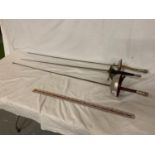 THREE VARIOUS FENCING SWORDS