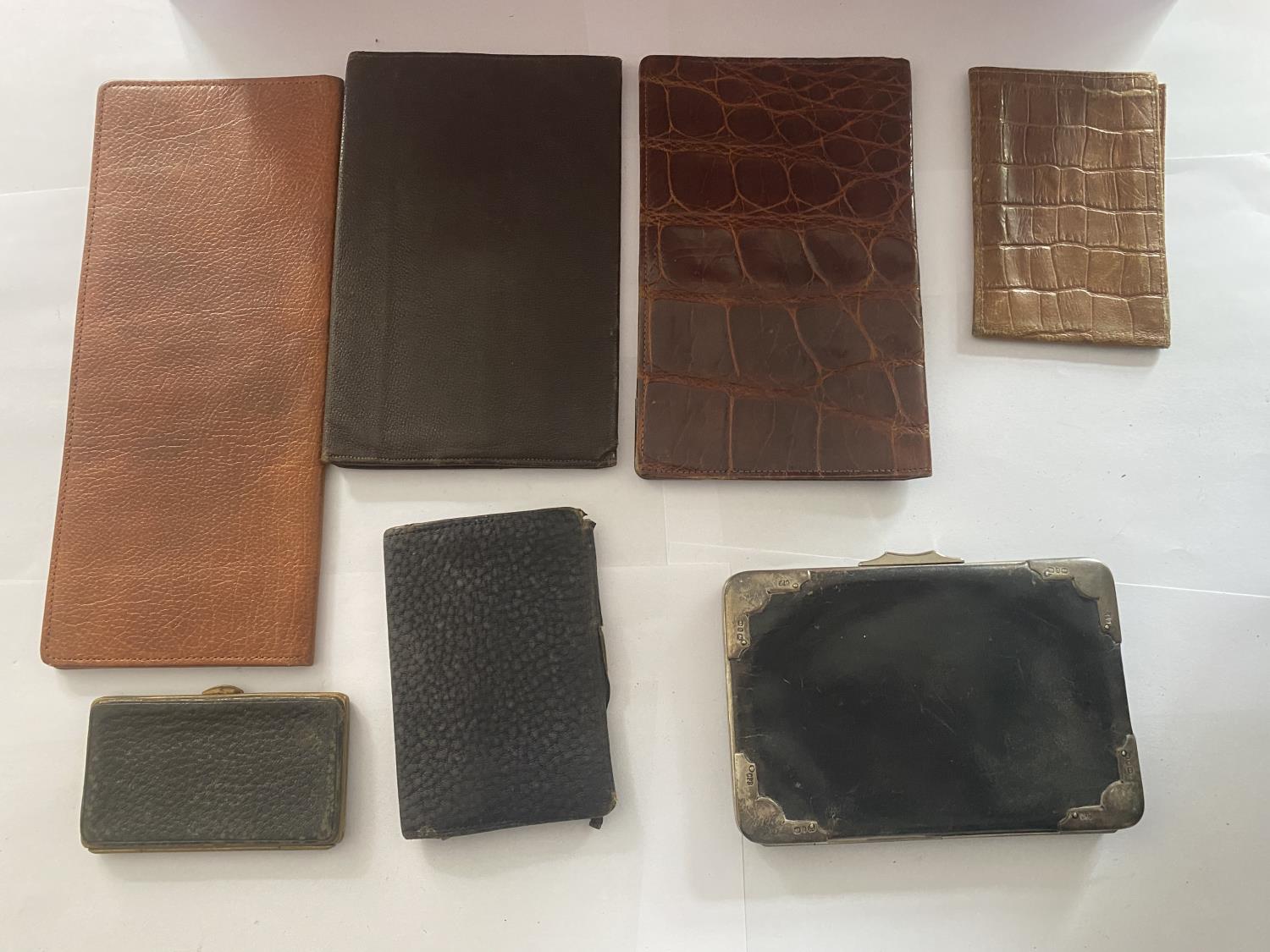 SEVEN VINTAGE WALLETS AND PURSES INCLUDING ONE WITH HALLMARKED BIRMINGHAM SILVER CORNERS - Image 2 of 2