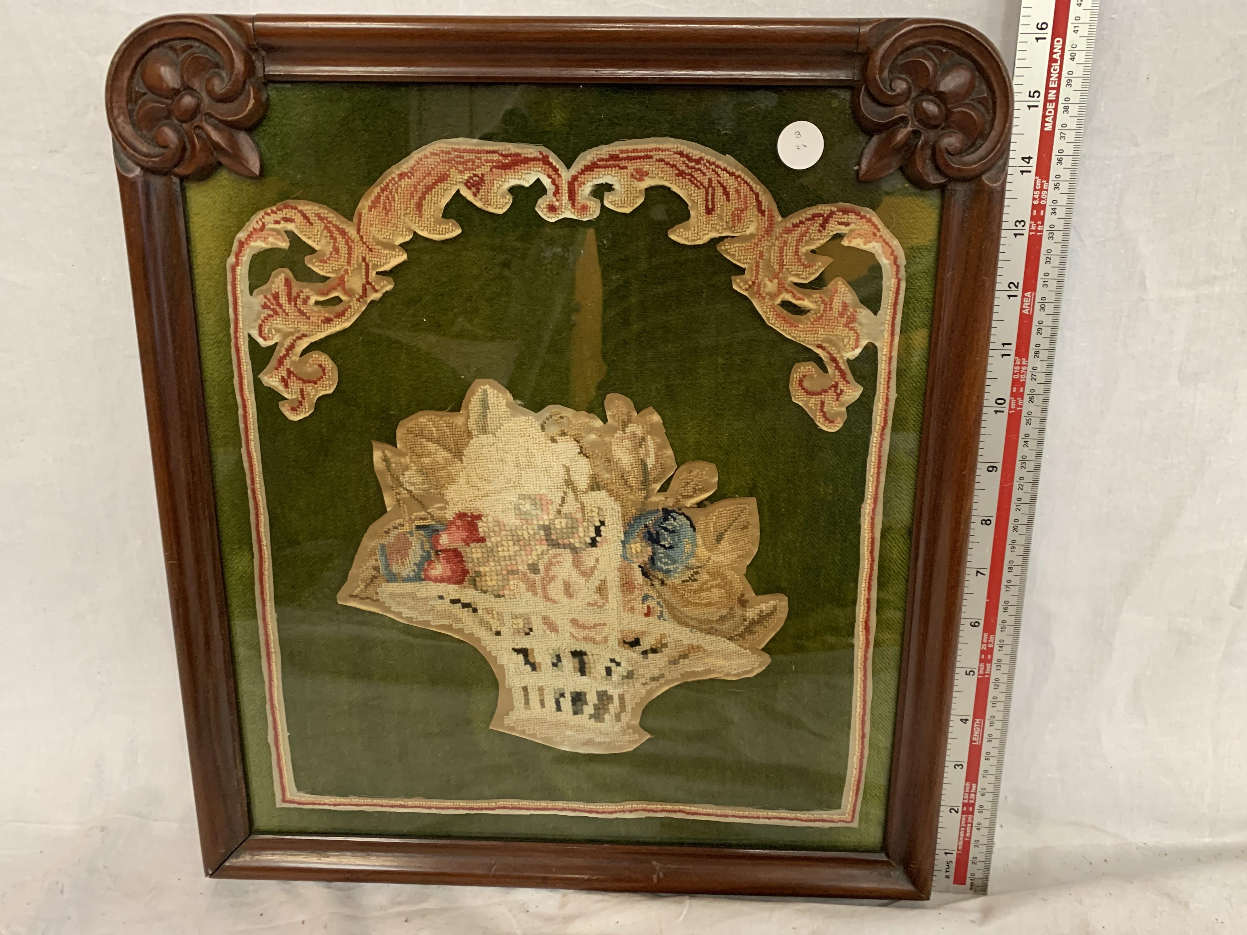 AN EMBROIDERY ROSEWOOD FIRE SCREEN