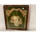 AN EMBROIDERY ROSEWOOD FIRE SCREEN