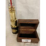 A BOXED BRASS AND LEATHER VICTORIAN MARINE TELESCOPE