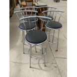 FOUR CHROME BAR STOOLS