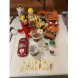 VARIOUS TOYS - FORK LIFT, WAGONS ETC