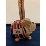 A BRITISH BULLDOG MONEY BOX (NO STOPPER)