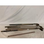 FIVE VINTAGE GOLF CLUBS