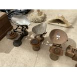 THREE SETS OF VINTAGE KITCHEN SCALES AND WEIGHTS