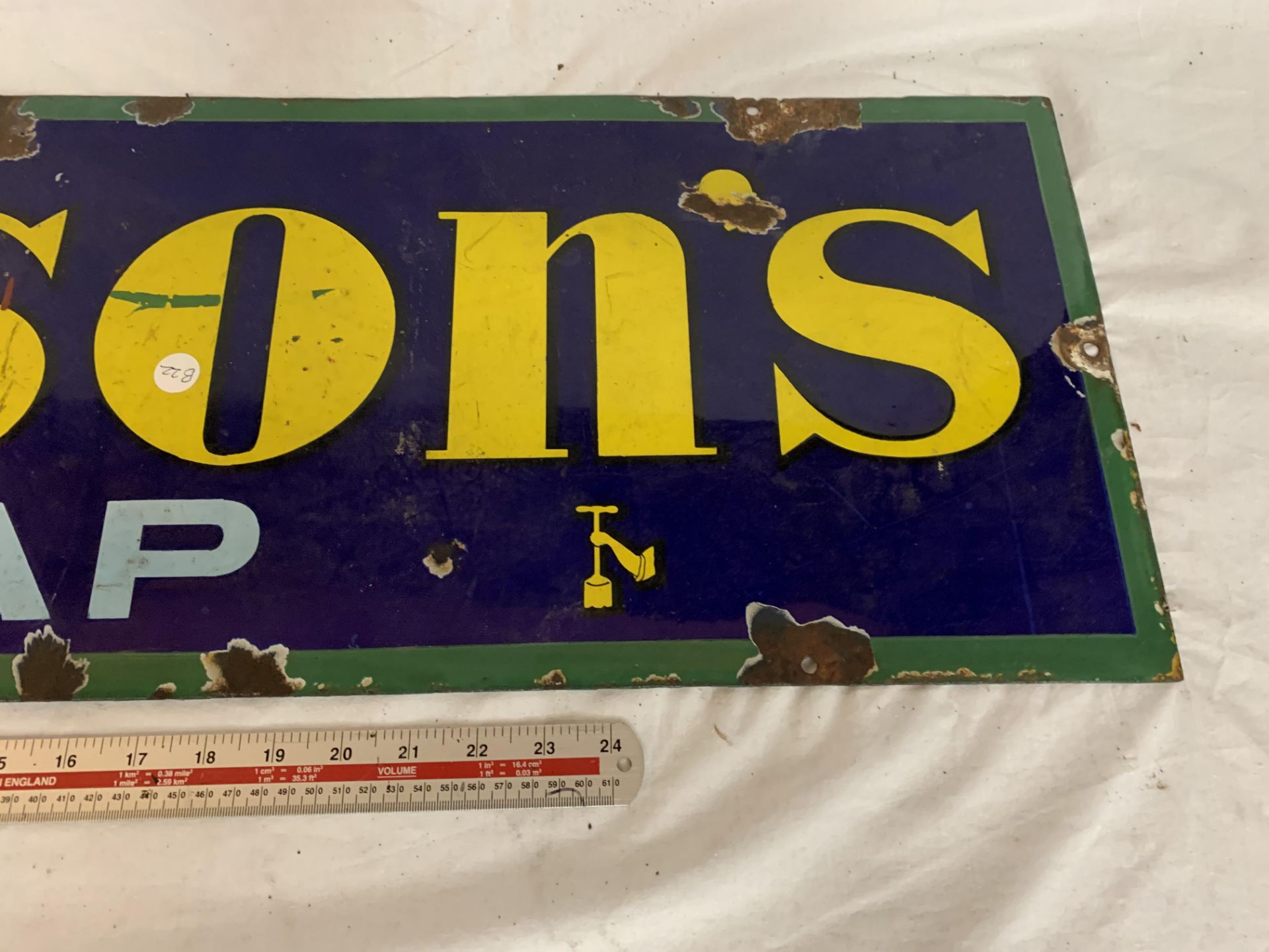 A VINTAGE ENAMEL SIGN HUDSON'S SOAP - Image 3 of 6