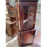 TWO MAHOGANY CORNER CABINETS