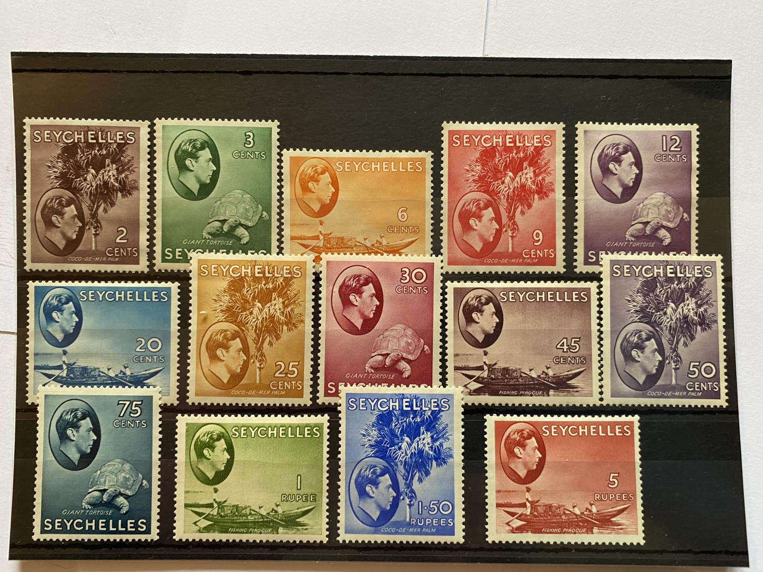 SEYCHELLES GV1 , 1938 DEFINITIVES , UNMOUNTED MINT , 2C ? 5R (14) , SG CAT £637.50