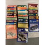 A LARGE COLLECTION OF 30 HAYNES CAR MANUALS TO INCLUDE ROVER, PEUGEOT, VAUXHALL ETC