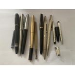 SEVEN VINTAGE FOUNTAIN PENS AND BIROS