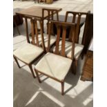 FOUR NATHAN RETRO TEAK DINING CHAIRS