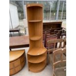 A TEAK CORNER SHELF