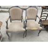 TWO QUEEN ANNE STYLE PAINTED ARMCHAIRS