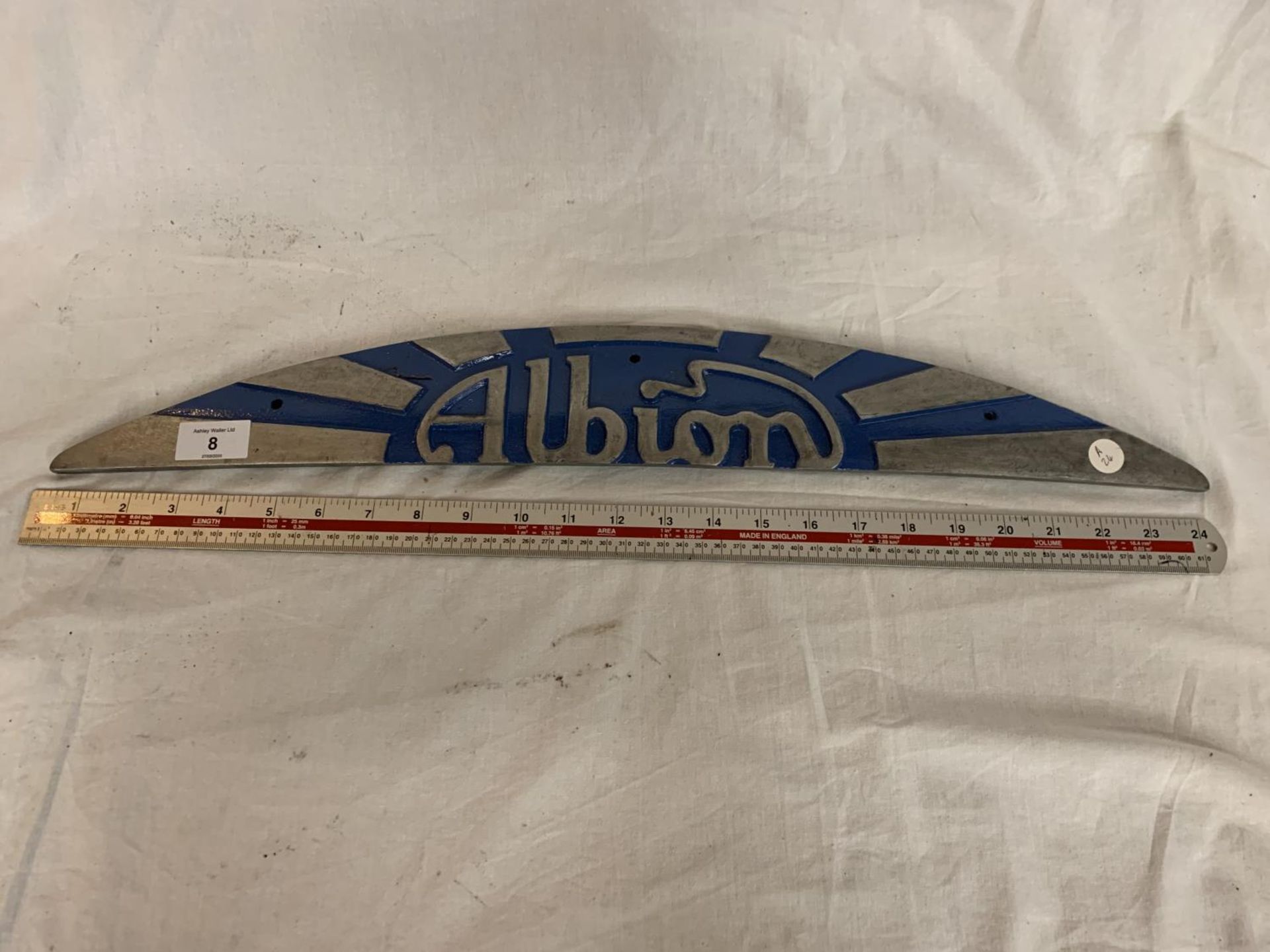 A CAST ALBION SIGN OVER 61CM LONG