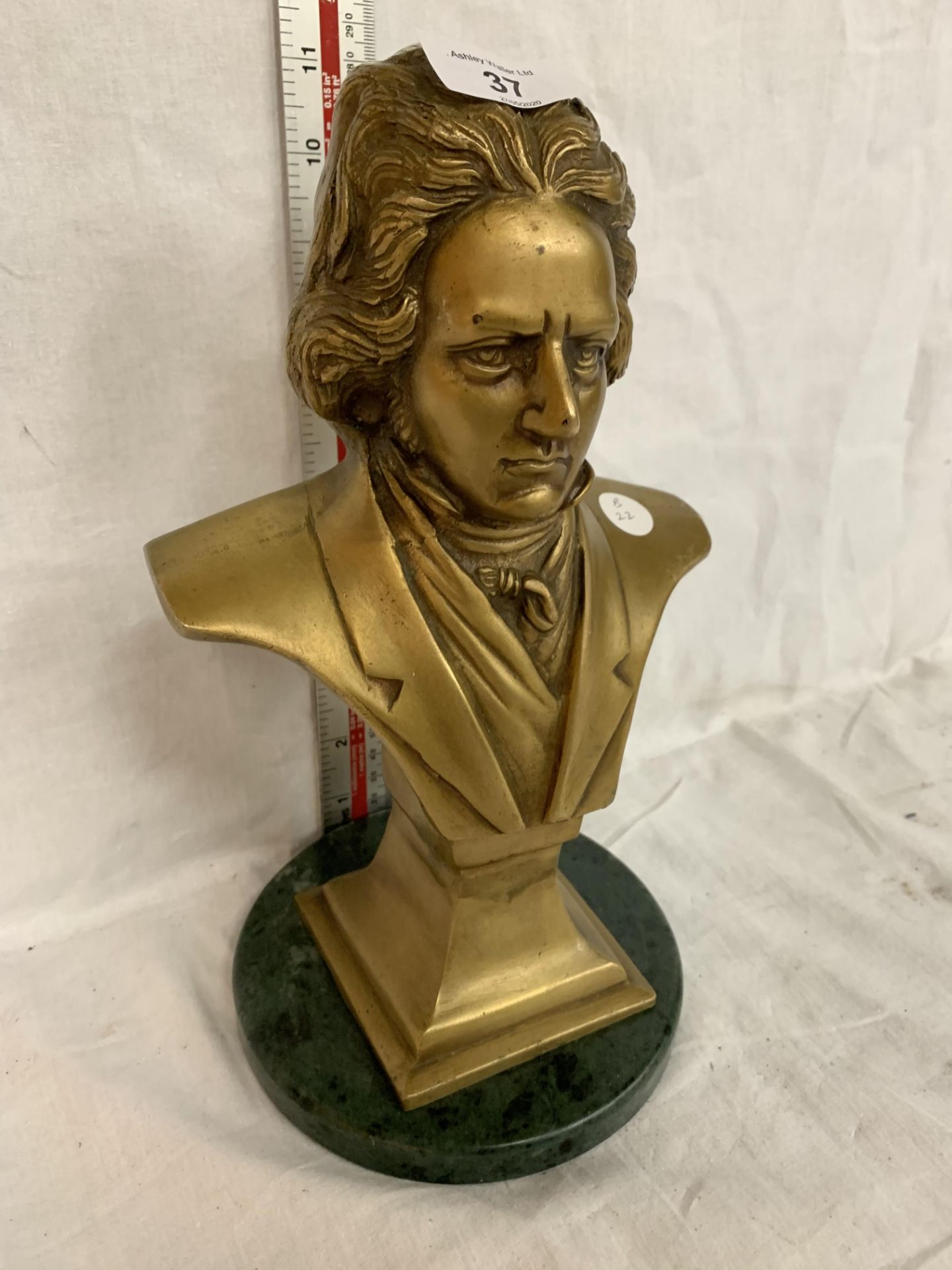 A BUST OF BEETHOVEN ON A MARBLE BASE - Image 2 of 4