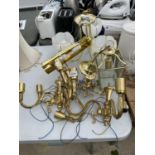 VARIOUS BRASS LIGHTS TO INCLUDE WALL, CEILING LANTERN AND PICTURE