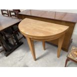 A BEECH DEMI LUNE FOLDING TABLE