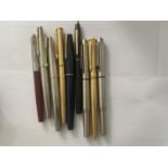 NINE VINTAGE FOUNTAIN PENS INCLUDING SEVEN PARKERS