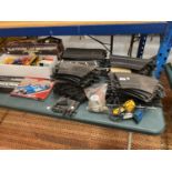 A LARGE QUANTITY OF SCALEXTRIC CARS, TRACK AND ACCESSORIES