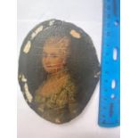 A MINIATURE OIL ON BOARD PORTRAIT OF A LADY