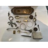 FIVE STAMPED SILVER ITEMS AND VARIOUS SILVER PLATED ITEMS