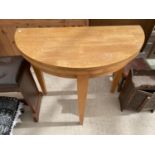 A BEECH DEMI LUNE FOLDING TABLE