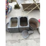 TWO GALVANISED TANKS, BATH ETC