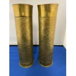 TWO TRENCH ART REMINGTON 16 LB BRASS SHELL CASES