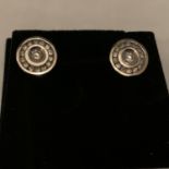 18CT WHITE GOLD DIAMOND SET CHANNEL SET DISC SHAPED STUD EARRINGS