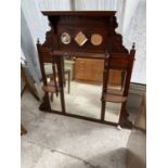 A VICTORIAN MIRRORED MAHOGANY OVER MANTLE