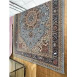 A BELGIAN SAMARKAND LARGE BLUE PATTERNED RUG 170 CM X 230 CM