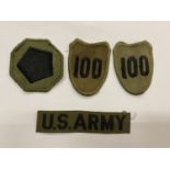 FOUR US ARMY CLOTH BADGES