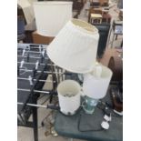 TWO FLOOR LAMPS TOGETHER WITH FOUR TABLE LAMPS