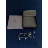 FINE SILVER CHARM BRACELET WITH 7 CHARMS BOXED