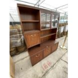 A G PLAN MAHOGANY CABINET WITH TWO LOWER DOORS AND DRAWERS AND TWO UPPER DOORS