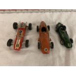 THREE VINTAGE TOY RACING CARS