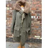 A VINTAGE HEAVY CANVAS FUR LINED 'MATS LARSSON' M1909 ARMY PARKA COAT